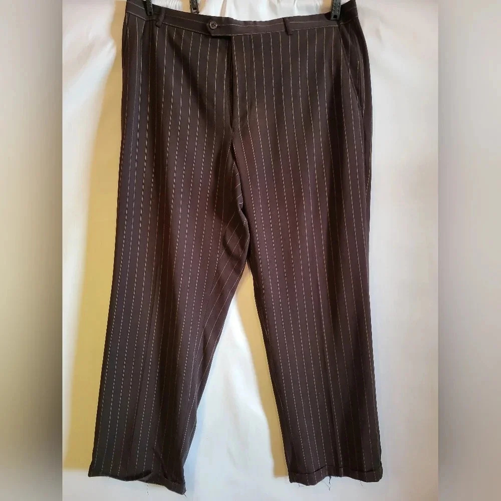 Gianni Antonio Uomo Men's Dress Pants size 40 Pre-owned Black with PinStripe